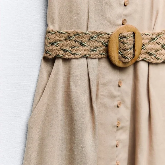 Zara linen belted dress - Picture 4 of 6